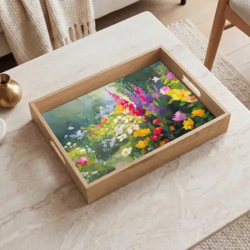 Zomertuin - Sfeervol - Bloemen Dienblad Rechthoek middel -sfeer1
