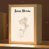Meisje - Staart - Voetbal - Minimalistisch Light Box met kabel (Kinderlampje) klein -zzz_3d_website