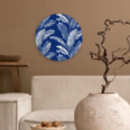 Blad - Palm - Blauw Wandcirkel kunststof plaat 5mm dik klein 188 -sfeer1