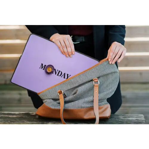 Maandag - Mok - Koffie - Paars laptophoes neopreen klein -tas