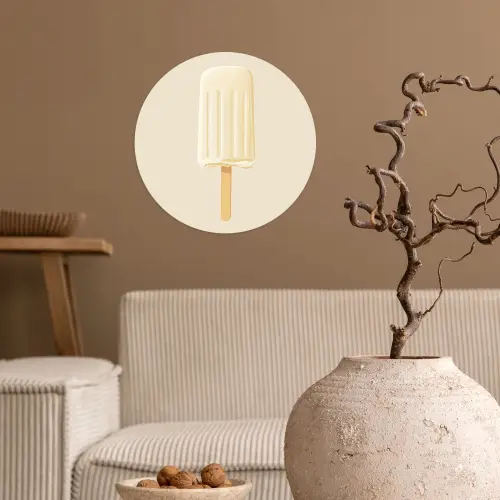 Minimalistisch - Waterijsje - Stokje - Beige Wandcirkel behangsticker klein -sfeer1