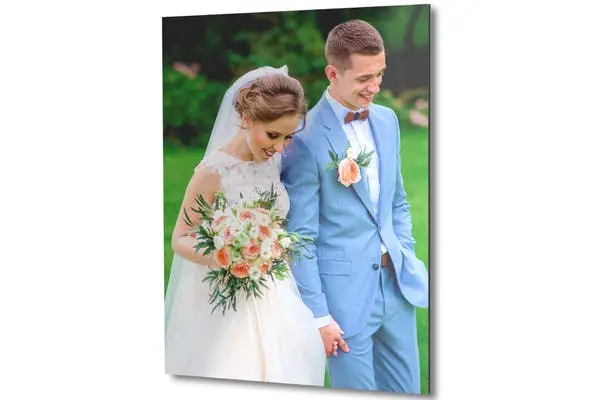 Trouwfoto op aluminium