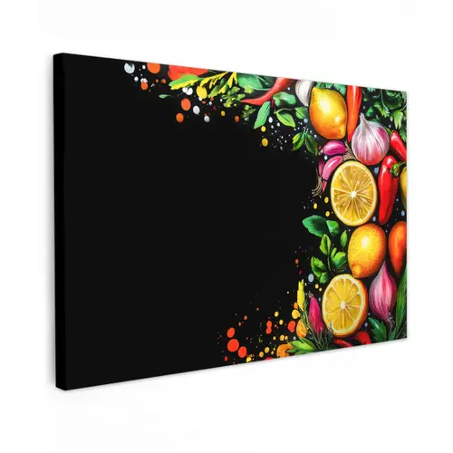 Citroenen - Peper - Kruiden - Graffiti - Verf - Abstract canvas 2cm klein -z3d