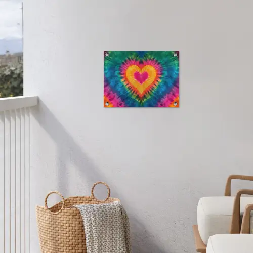 Hart - Tie Dye - Kleurrijk tuinposter los doek klein -sfeer8