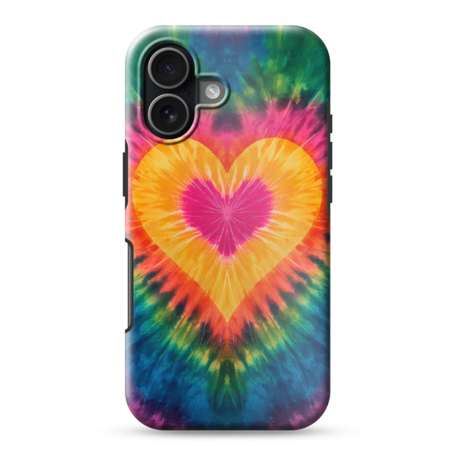 Hart - Tie Dye - Kleurrijk Toughcase MagSafe Apple iPhone 17 klein -3d