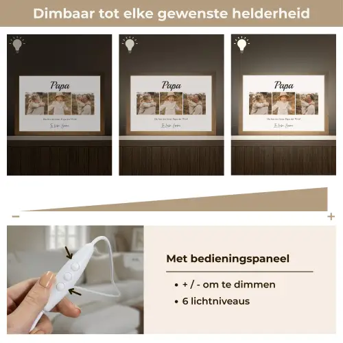 Papa - Fotocollage - 3 Fotos Light Box met kabel (Tafellamp) klein -USP_dimbaarNL