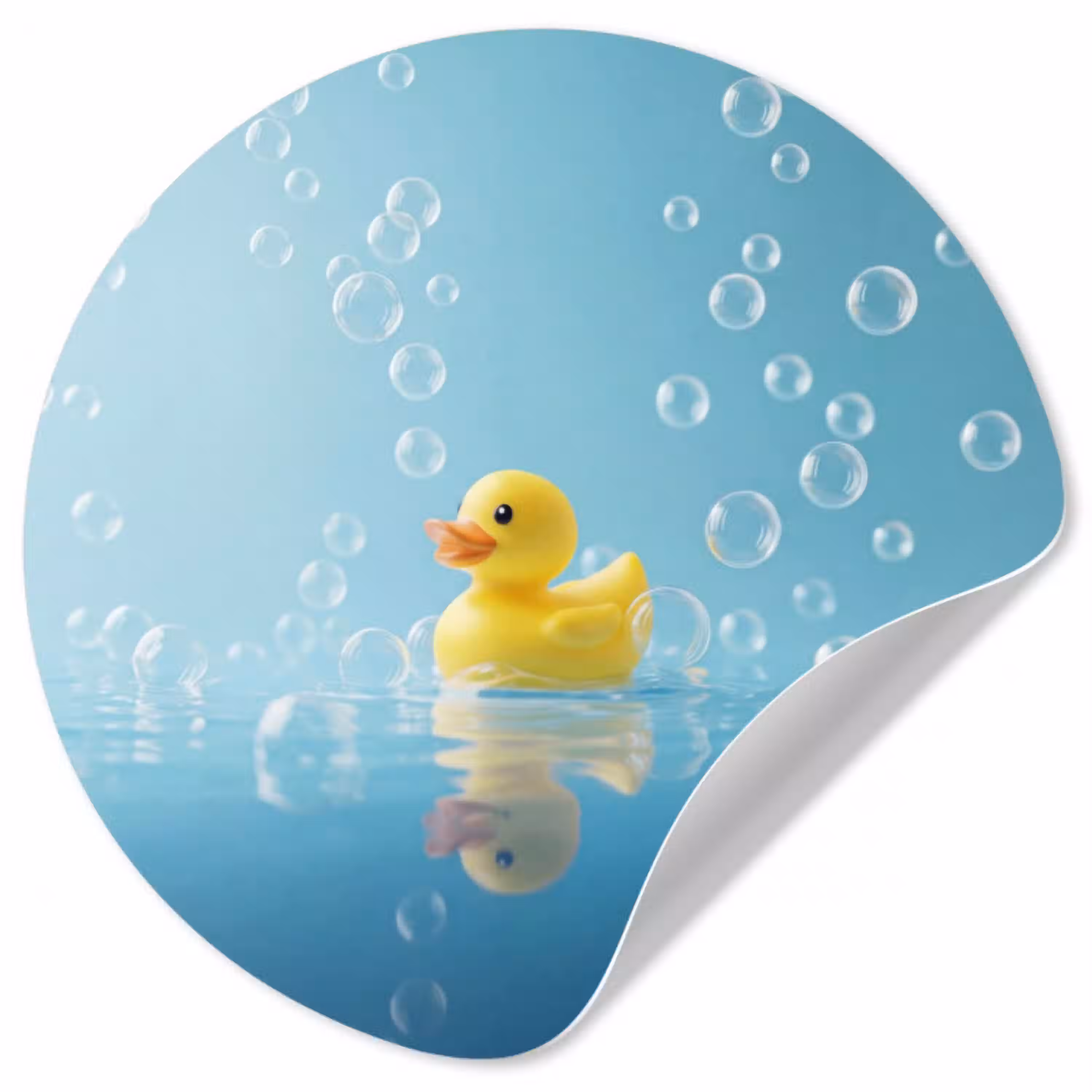 Bubbels - Badeend - Geel Wandcirkel behangsticker klein -3d