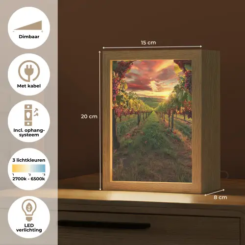 Wijngaard - Druiven - Zonsondergang Light Box met kabel (Tafellamp) klein -USP_NL