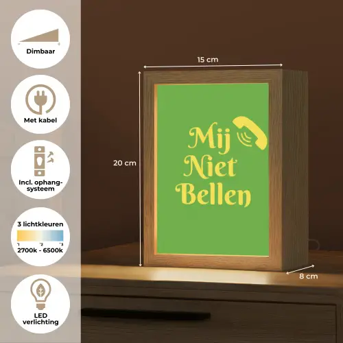 Mij niet bellen - Telefoon - Groen Light Box met kabel (Tafellamp) klein -USP_NL