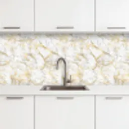 Marmer - Wit - Expressief - Goudaccenten keuken achterwand 2 middel 871 -3d