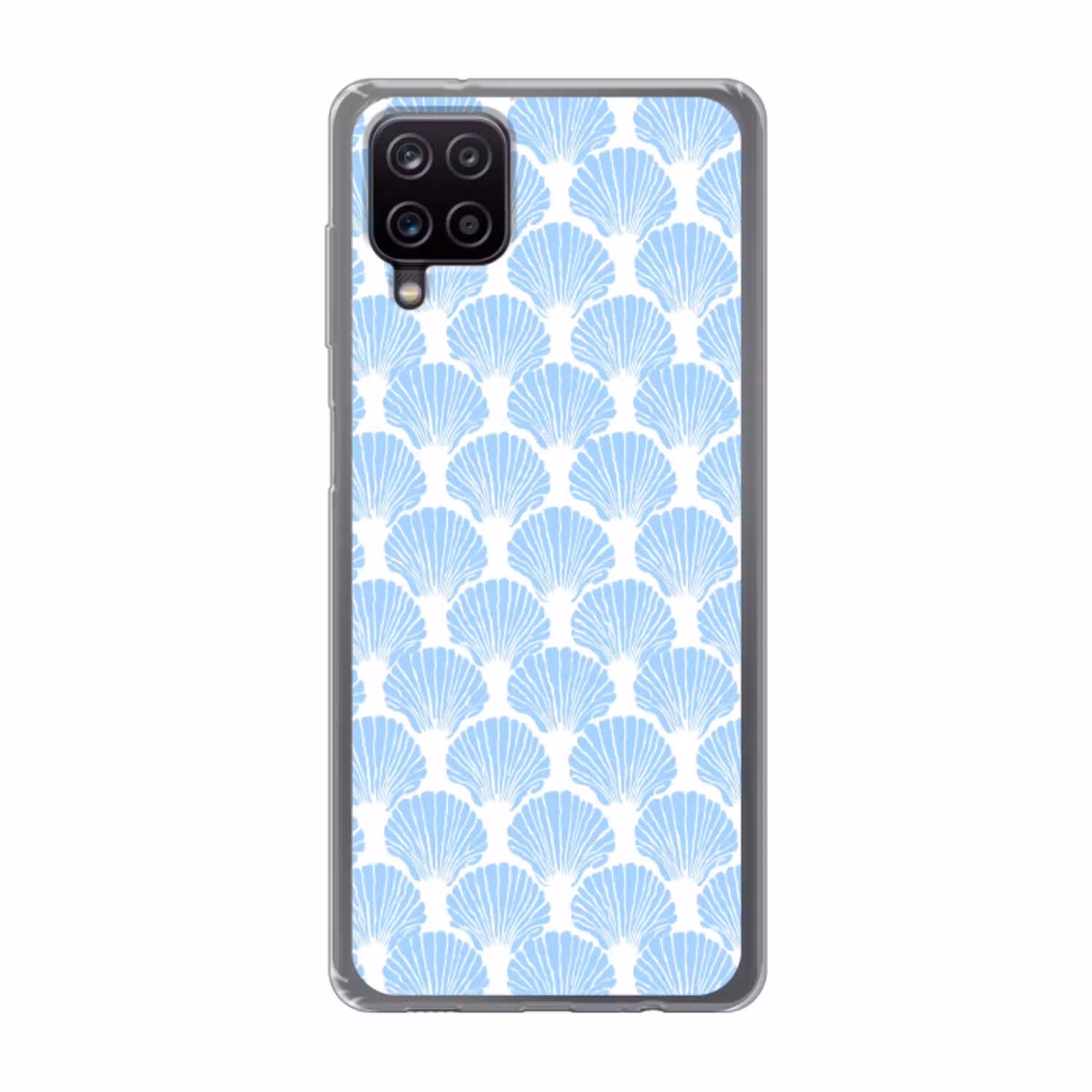 Blauw - Wit - Schelpen - Grafisch - Structuur Telefoonhoesje Samsung Galaxy A12 klein 372 -3d