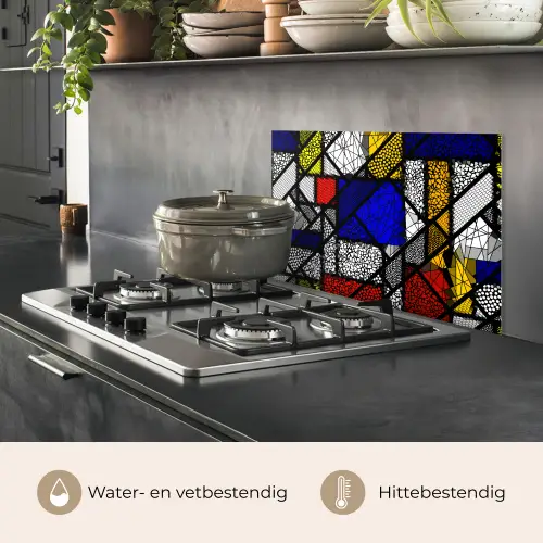 Mondriaan - Glas in lood - Oude Meesters - Kunstwerk - Abstract - Schilderij keuken achterwand spatscherm klein -usp_NL