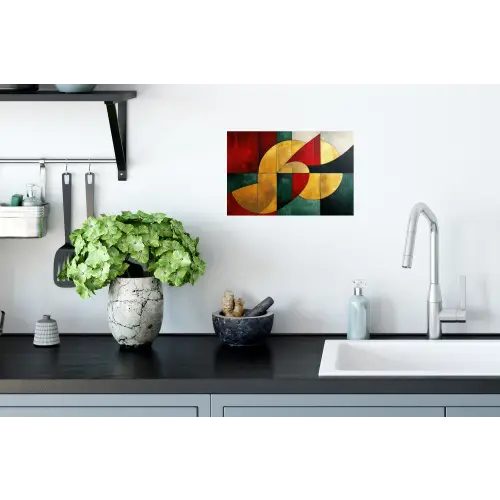 Abstract - Kerst - Goud - Rood - Groen Muursticker klein -keuken