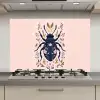 Donkerblauw - Kever - Bloemtakken - Sierlijk keuken achterwand spatscherm klein -3d_website