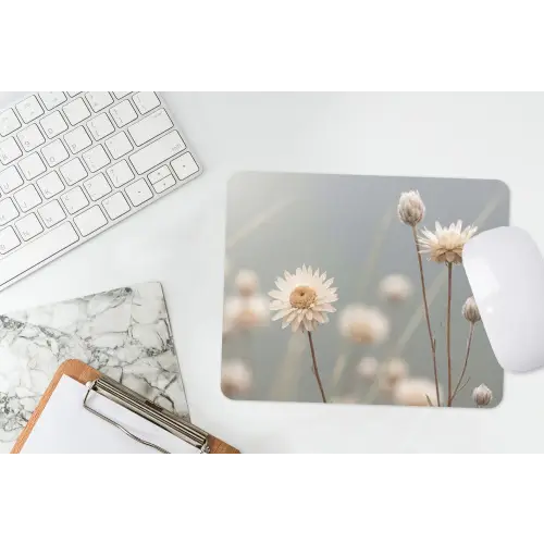 Strobloemen - Wit - Daglicht muismat rubber klein -witbureau