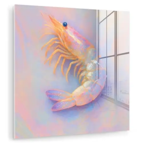 Garnaal - Subtiele structuur - Blauw - Roze plexiglas 5mm klein -zzzproduct_nieuw