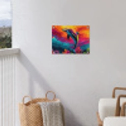 Dolfijn - Kleurrijk - Oceaan - Koraal tuinposter los doek klein -sfeer8