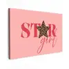 Star girl - Roze - Panter - Ster Tuinposter op houten frame 2 cm dik klein -3d