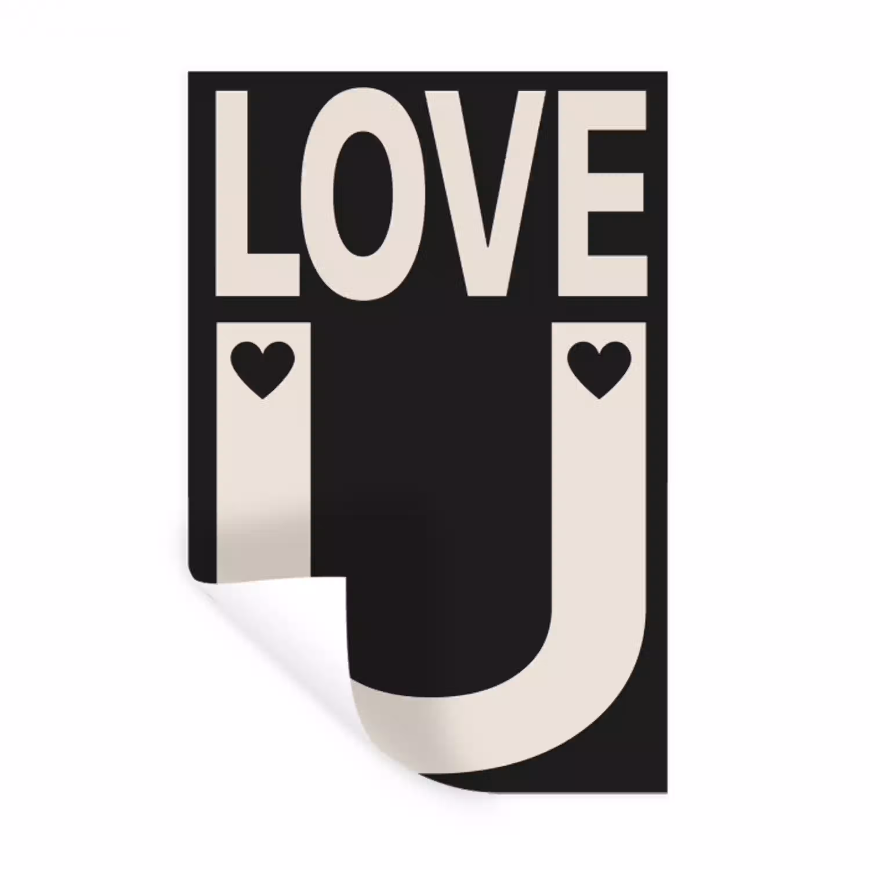 Love - Zwart - Minimalistisch Muursticker klein -3d