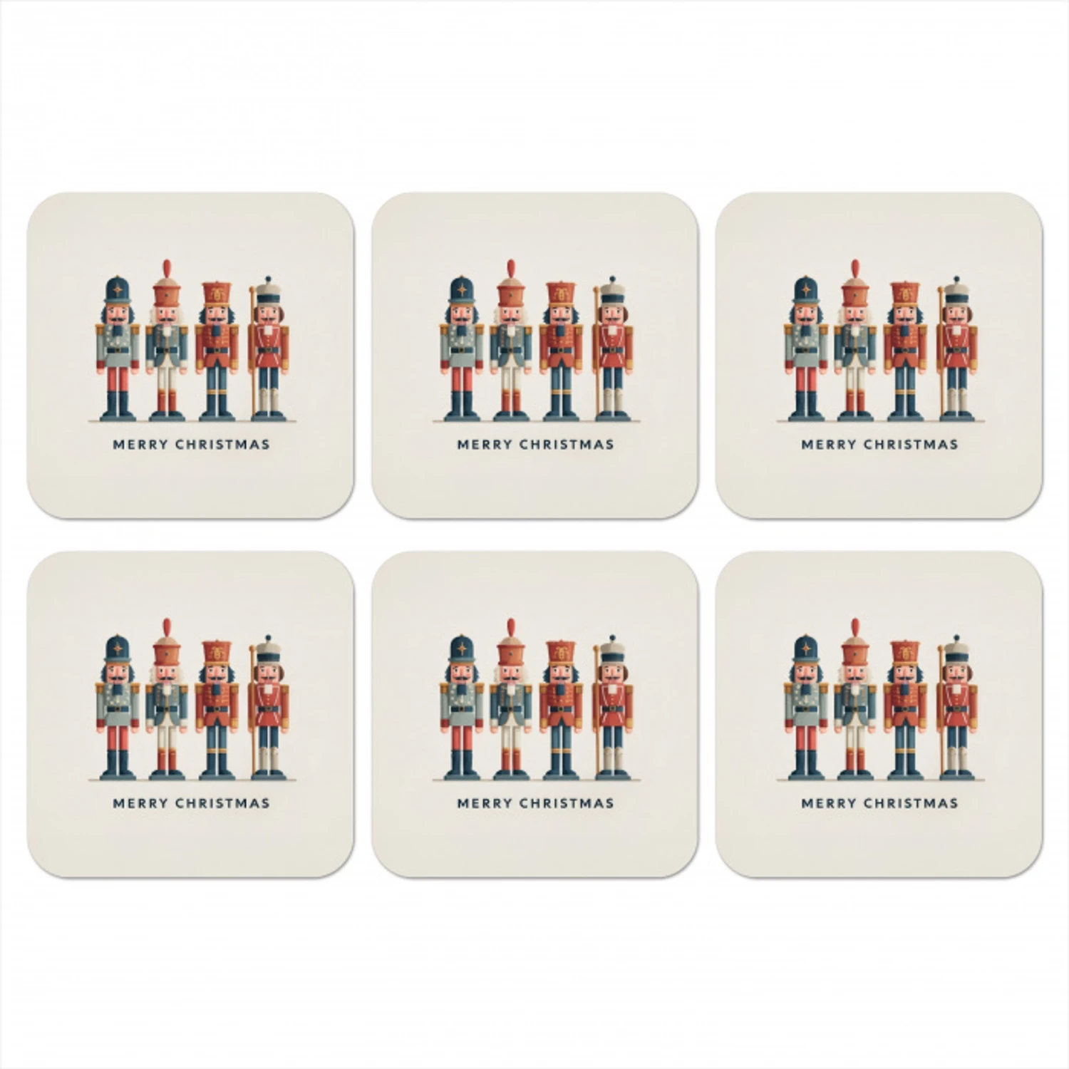 Notenkrakers - Minimalistisch - Kerst - Beige onderzetter kurk middel -3d