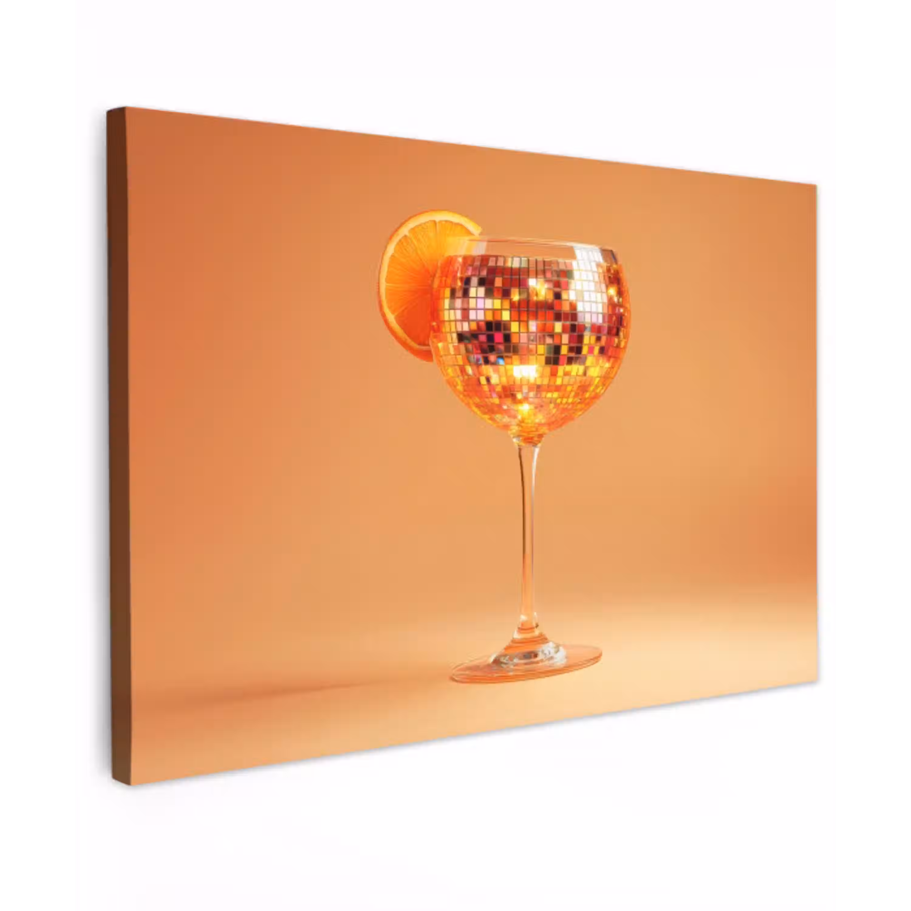 Drank - Oranje - Glitter - Disco Tuinposter op houten frame 2 cm dik klein -3d