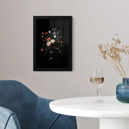 Bloemstuk - Vaas - Zwart fotolijst zwart zonder passe partout klein -sfeer4