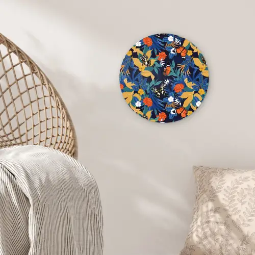 Zomer - Vlinder - Marineblauw - Blauw Wandcirkel plexiglas klein 852 -sfeer5