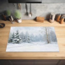 Bospad - Dennen - Sneeuw - Winter - Rustgevend Inductie beschermer vinyl 3mm klein -sfeer5