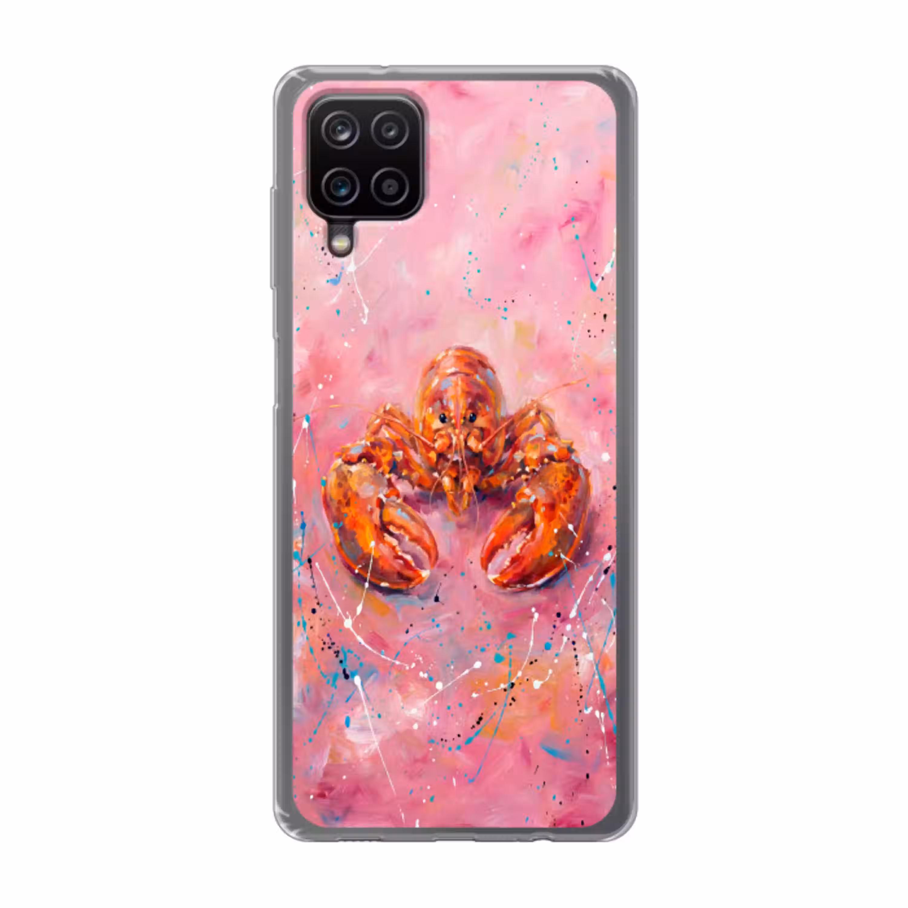 Zeeleven - Kreeft - Spatters - Abstract - Roze Telefoonhoesje Samsung Galaxy A12 klein -3d