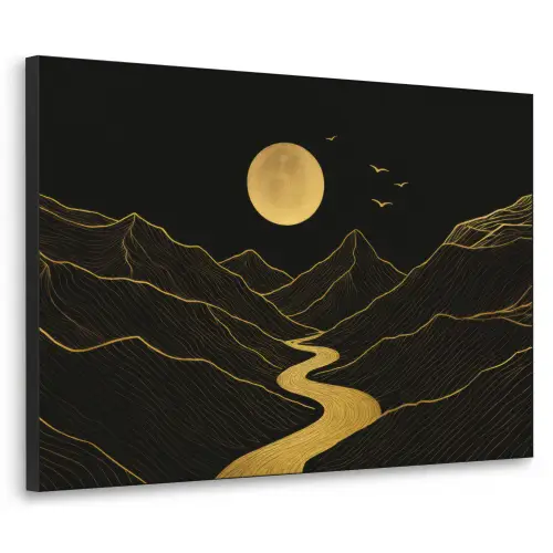 Rivier - Goud - Maan - Vogels Textielframe - compleet frame klein -3d