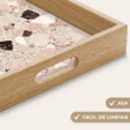 Licht - Roze - Terrazzo - Stenen Dienblad Rechthoek middel -USP_HandgreepES