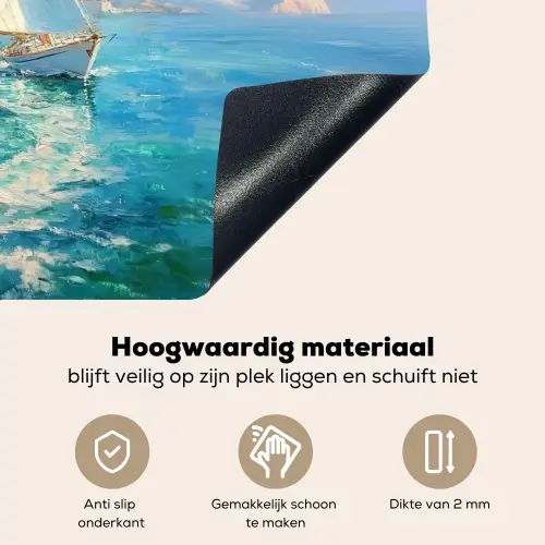Zeilboot - Rotsen - Kust - Huizen Inductie beschemer met haakjes klein -ky-onderkant-nl