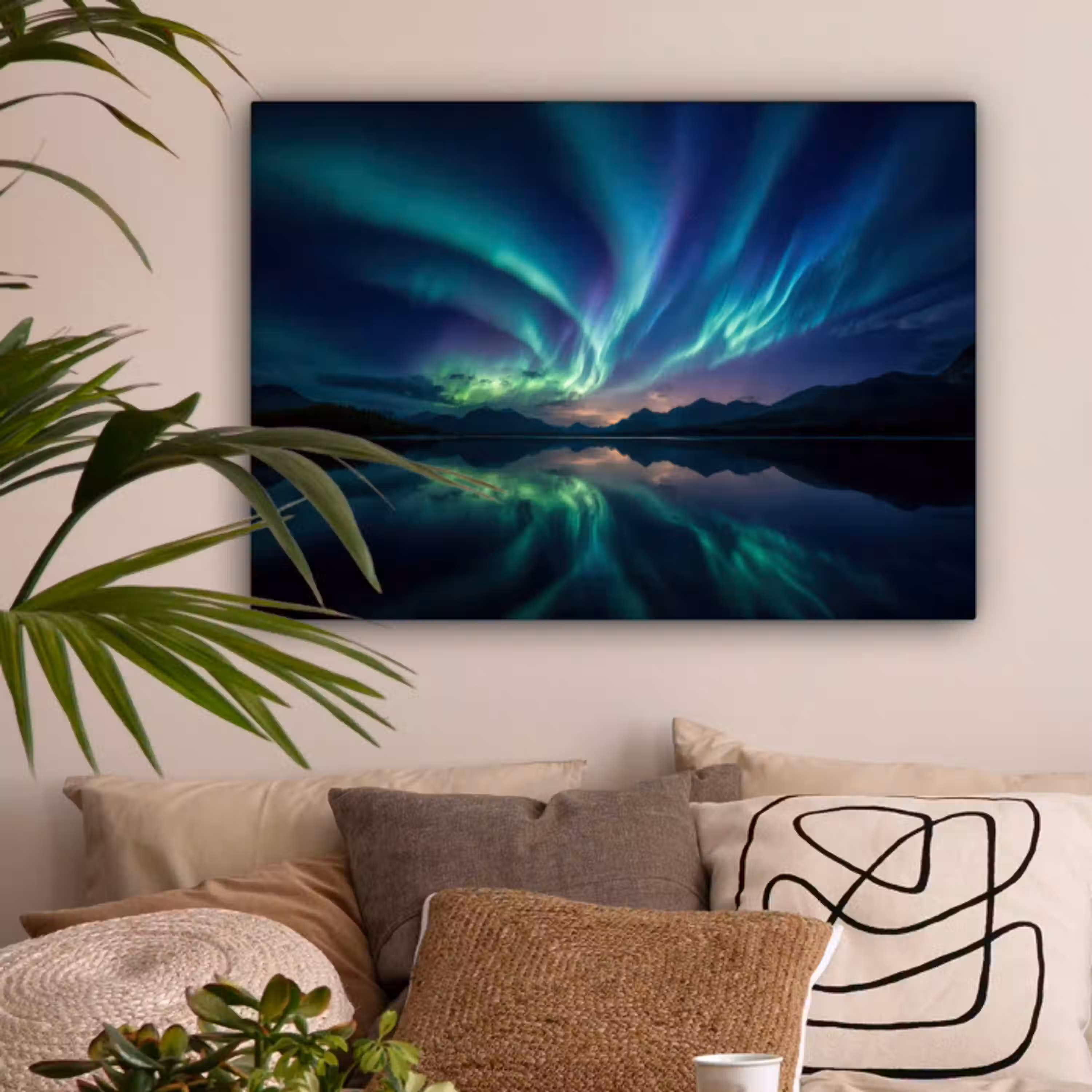 Noorderlicht - Kleurrijk - Bergmeer canvas 2cm middel -sfeer1