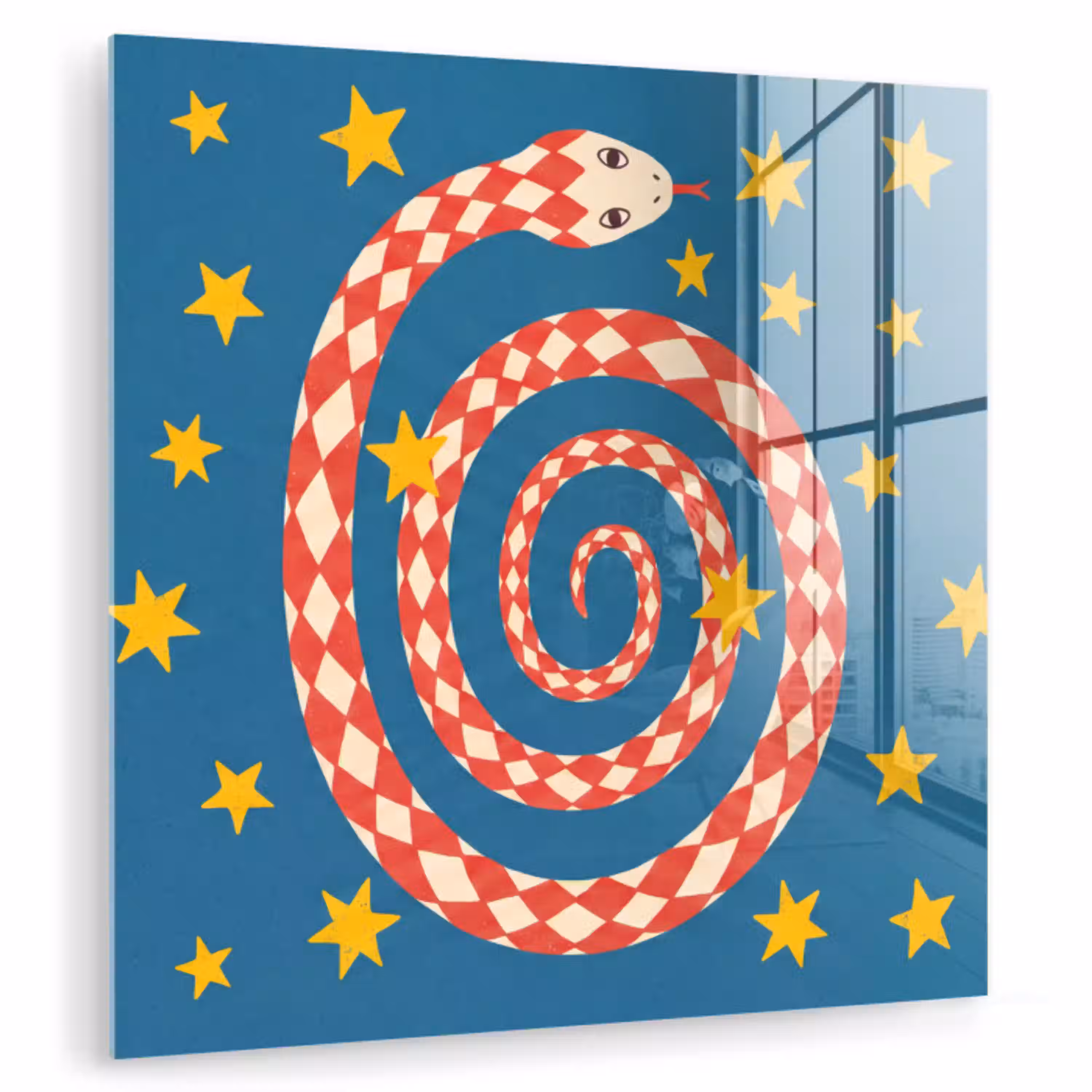 Slang - Spiraal - Dieren - Illustratie - Rood plexiglas 5mm klein -zzzproduct_nieuw