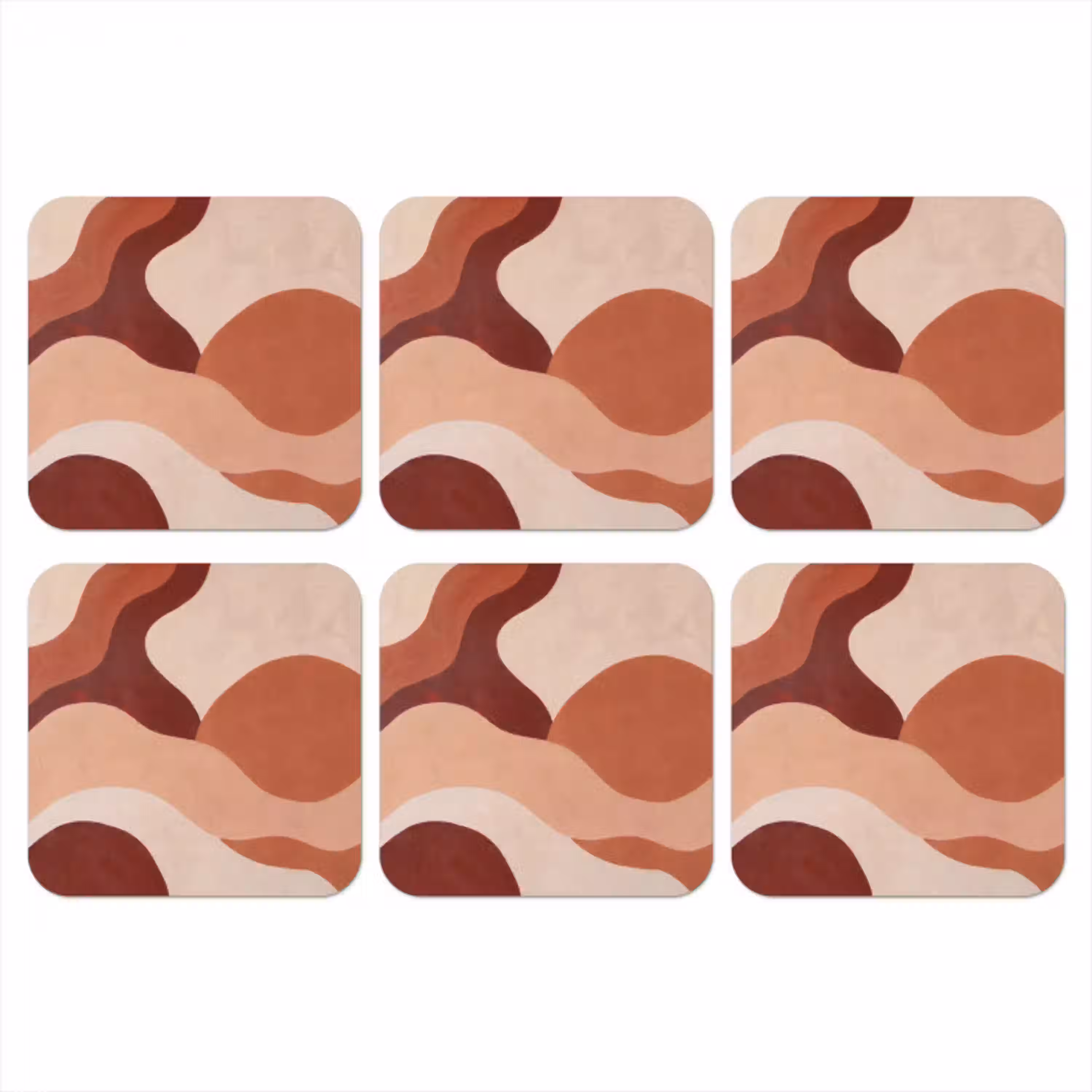 Abstract - Vormen - Organisch - Aardetinten - Modern onderzetter kurk middel -3d