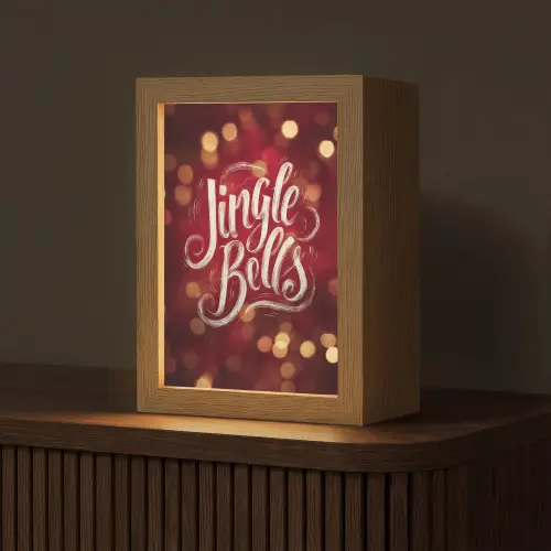 Jingle - Bells - Kerst - Rood Light Box met kabel (Tafellamp) klein -z3d_website