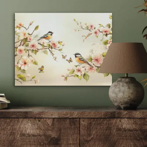 Takken - Bloemen - Vogeltjes - Roze PET vilt klein -sfeer2