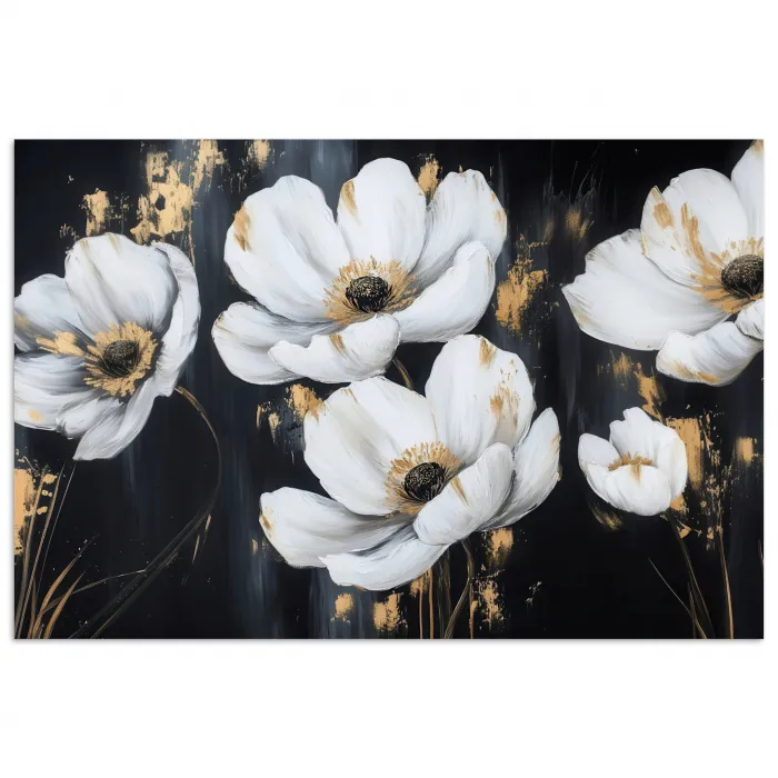 Bloemen - Wit - Abstract poster papier klein -3d