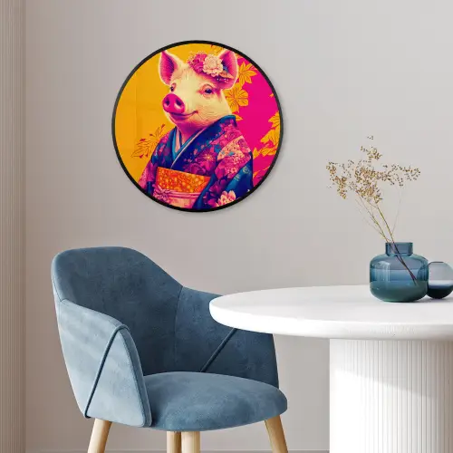 Varken - Bloemkroon - Kimono - Abstract Fotolijst rond zonder passe partout klein -sfeer2