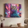 Kat - Pop art - China - Neon - Stad Textielframe zwart klein -sfeer3