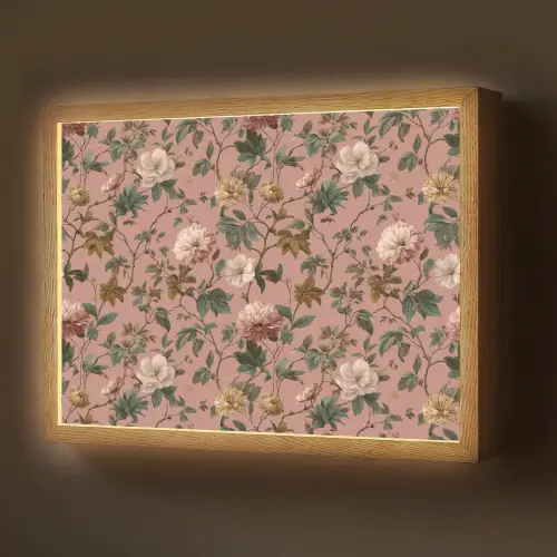 Bloemen - Klassiek - Roze Light Box met batterij (Wandlamp) middel 907 -z3d_website