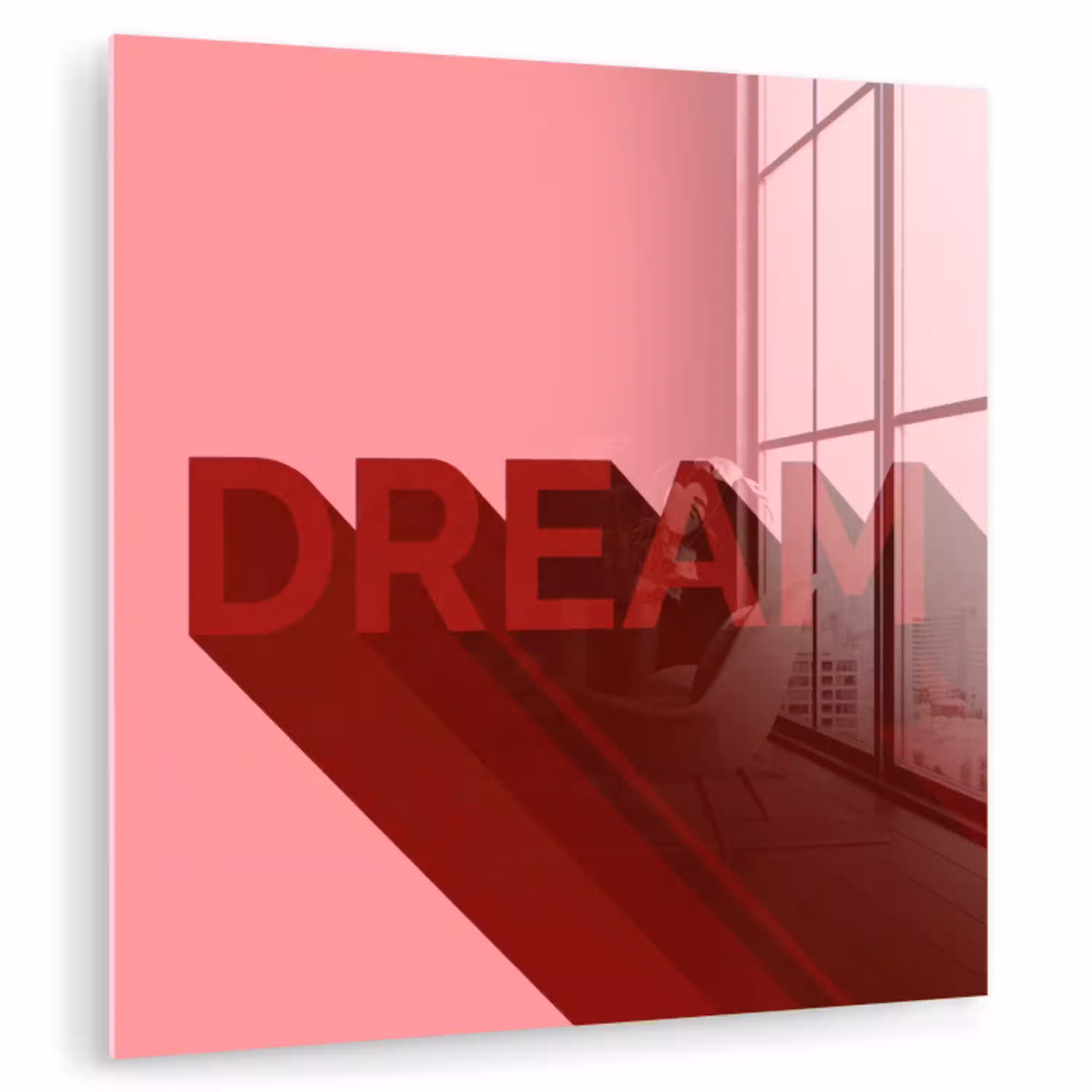 Dream - 3D - Rood - Roze plexiglas 5mm klein -zzzproduct_nieuw