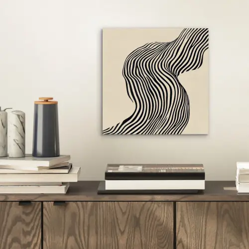 Golvend - Lijnen - Abstract - Silhouet aluminium wit klein -sfeer1