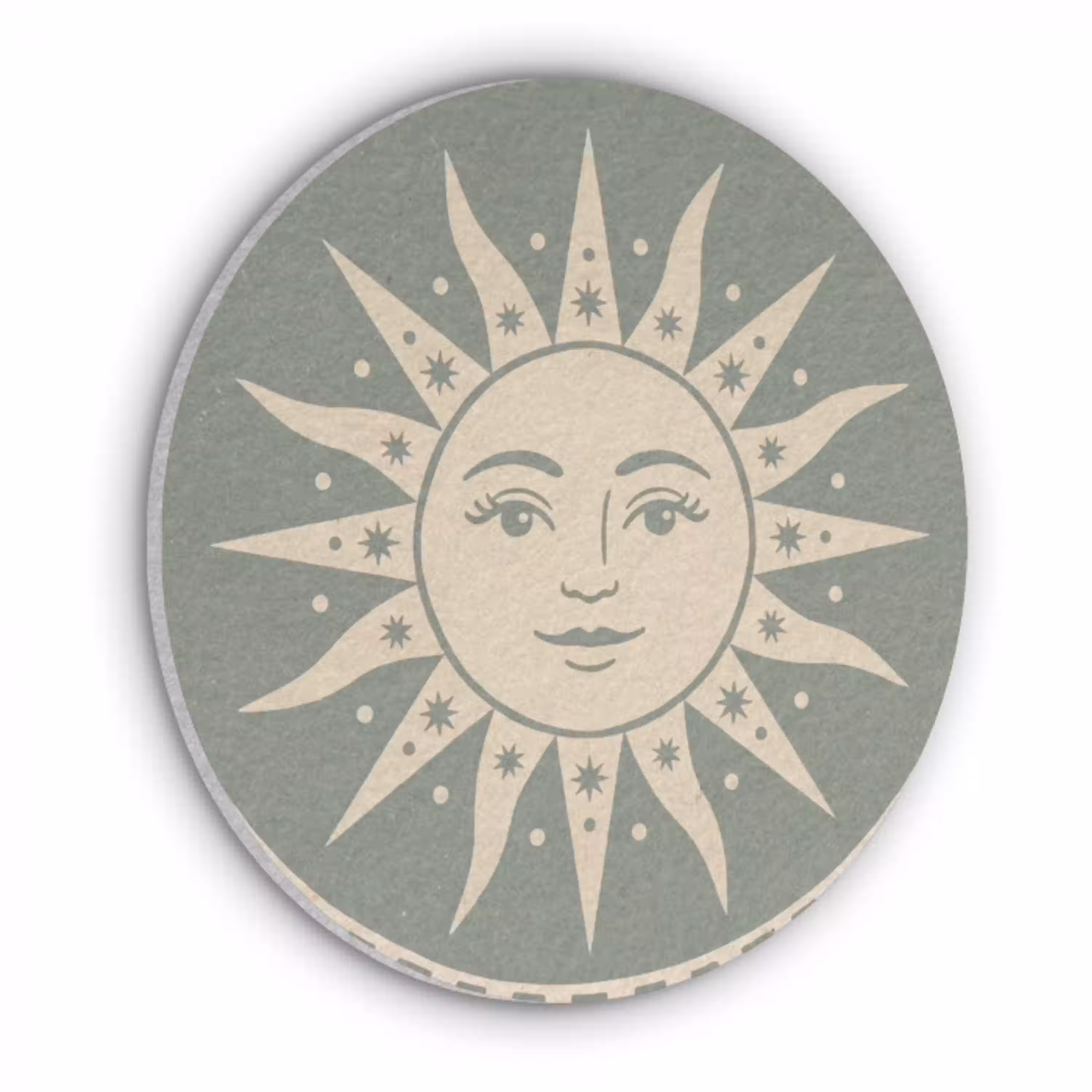 Zon - Sterren - Astrologie - Vintage - Groen Akoestische PET Vilt - Rond klein -3d