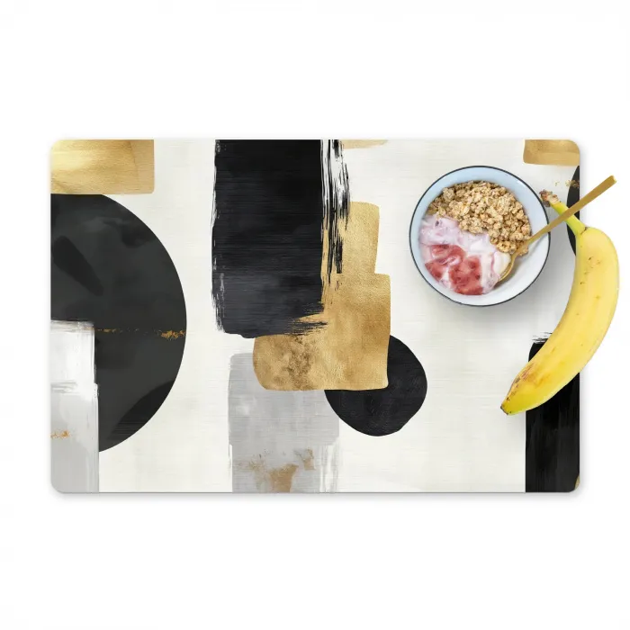 Goud - Rechthoeken - Cirkels - Abstract Placemat vinyl groot -zzzproduct_Kitchenyeah-website