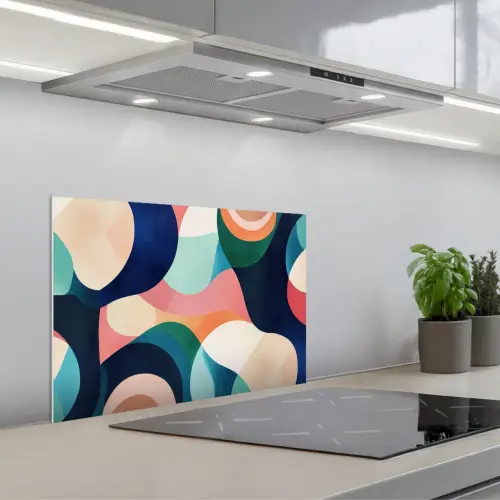 Abstract - Blauw - Roze keuken achterwand spatscherm klein -3d_schuin