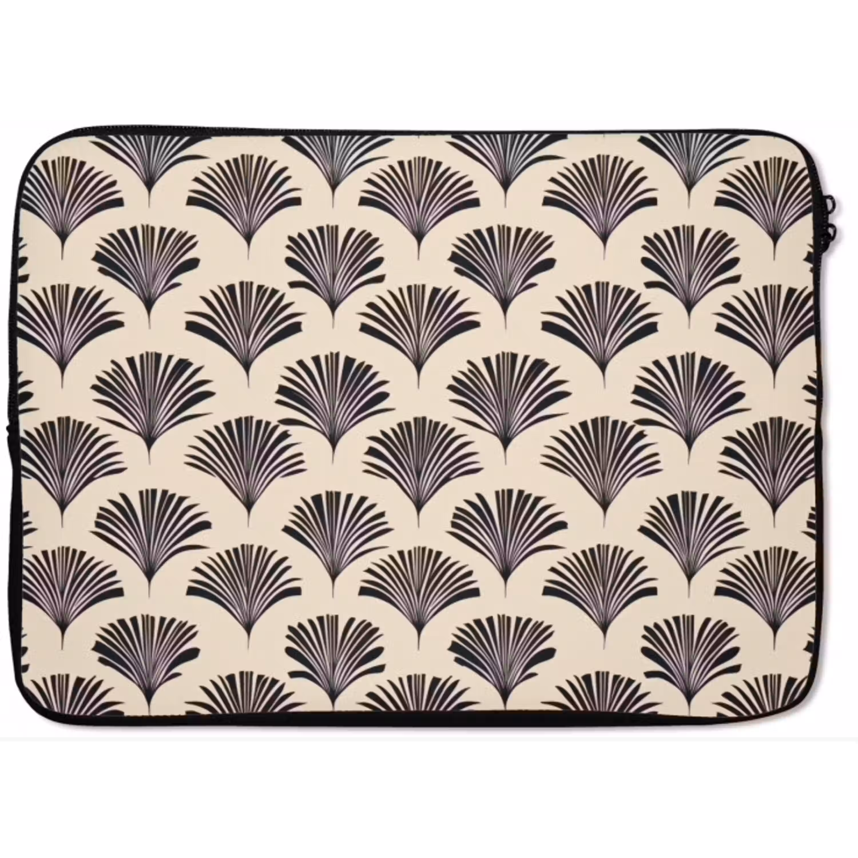 Waaiers - Botanisch - Zwart - Beige laptophoes neopreen klein 279 -zkaufland3dotto