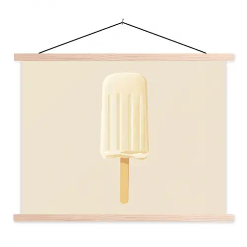Minimalistisch - Waterijsje - Stokje - Beige textielposter latten blank klein -3d