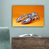 Kreeft - Delftsblauw - Schild - Stoer - Oranje canvas 2cm klein -sfeer4