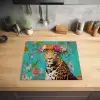 Luipaard - Bloemen - Kroon Inductie beschermer vinyl 3mm middel -sfeer5